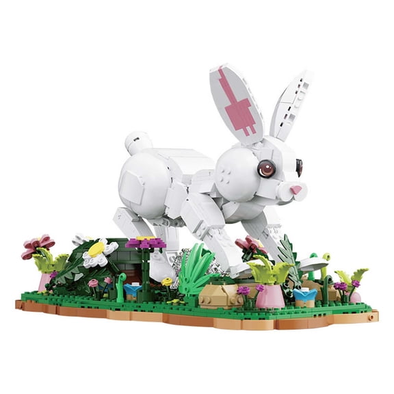 Remocguys White Rabbit Building Set Compatible with Lego Animal Desktop Decor Creative Collectible for Adults 1232pcs
