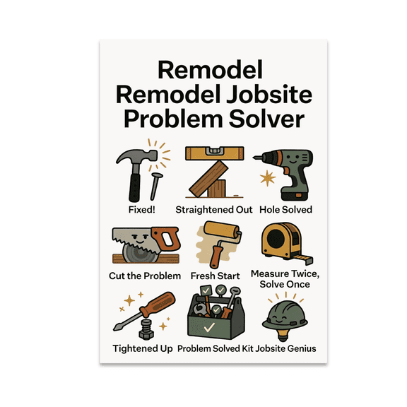 Remodel Jobsite Problem Solver Icon Grid Wall Art - Remodeler - 13x19 Poster Print