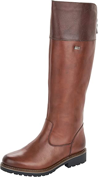 Remonte Women’s Classic Fashion Boot – Black Leather Biker Boots With Zip & Buckle – Warm & Comfortable