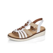 Remonte Womens D2065-80 Wedge Heel Elasticized Strap Sandals, White, Size EU 37