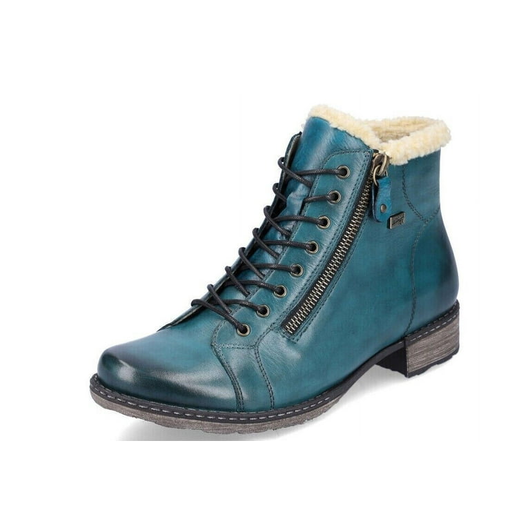 Remonte Women s D4372 12 Round Toe Lace Up Waterproof Side Zip Ankle Boots Blue Size EU 39 Walmart