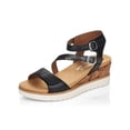 thumbnail image 1 of Remonte Women's Lolita Open Toe Wedge Ankle Strap Sandals, Black, Size EU 41, 1 of 9