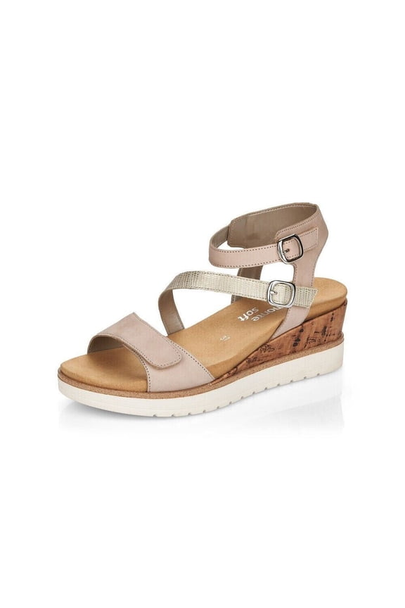 Women's R6156-60 Lolita Wedge Heel Ankle Strap Sandals, Beige, Size EU 41
