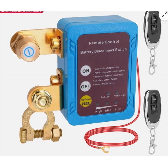 Remote Battery Disconnect Switch 12V 240A Battery Kill Switch for Auto RV ATV