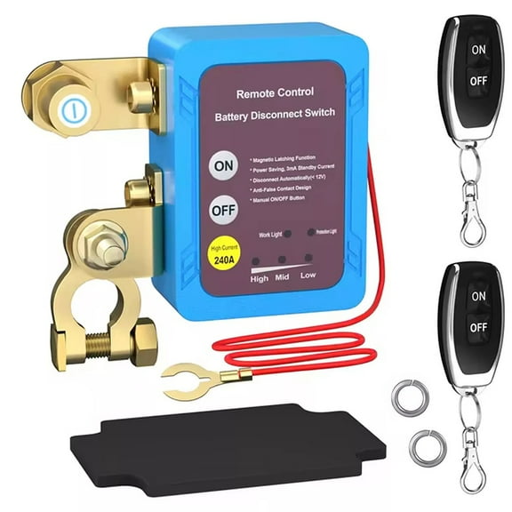 Remote Battery Disconnect Switch for 12V 240A Vehicles - Auto Kill Switch for RVs, Trucks