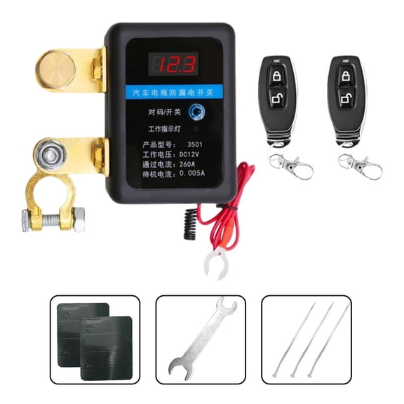 Remote Battery Disconnect with Magnetic Lock for 12V DC Power Vehicles under 3.0 Displacement, Suitable for SUVs and Cars