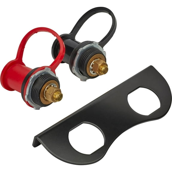 Remote Battery Terminal Studs w/ Black Aluminum Bracket