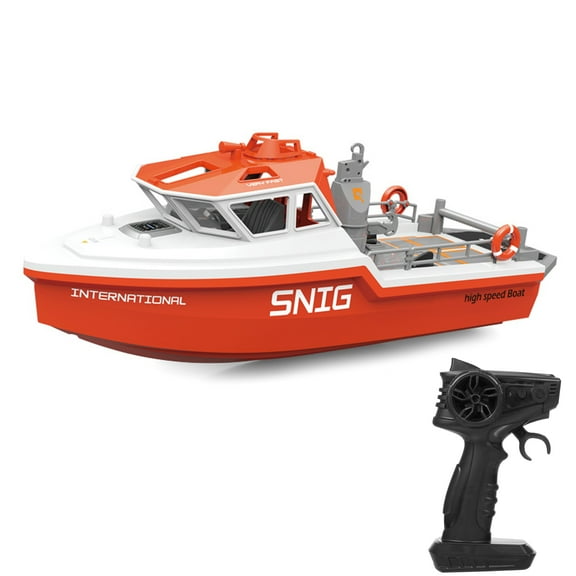 Remote  Boat,Low Battery Alarm Ship With Motor With Motor Low Battery Alarm Pools And Lakes Toy Pools And Lakes Remote Boat Rescue Alarm Pools And Boat Rescue Ship White and Orange
