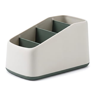 Remote Caddy, 4-Compartment Desktop Organizer and Pencil Holder, Grey Green