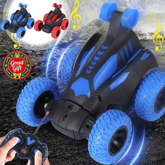 Remote Control 360° Flip Stunt Car with Music & LED Light Effects, 4WD Off-Road RC Climbing Vehicle for Indoor Outdoor Racing, Kids Interactive Toy, Christmas Birthday Gift for Boys Girls Ages 4 +