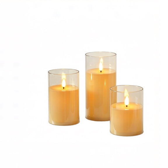 Remote Control Acrylic LED Flameless Candles, Flickering Warm Light Night Light, Romantic Mood Lighting for Wedding, Dinner, Party, Bedroom and Festival Decor-Clear