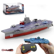 Remote Control Aircraft Carrier RC Boat, 2.4G Remote Control Warship Ship Model with High Simulation Design, Forward Backward Turn Left Right, Water Detection Auto On/Off, 10-15M Range, Rechargeable