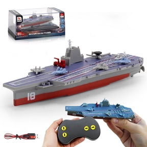 Remote Control Aircraft Carrier RC Boat, 2.4G Remote Control Warship Ship Model with High Simulation Design, Forward Backward Turn Left Right, Water Detection Auto On/Off, 10-15M Range, Rechargeable