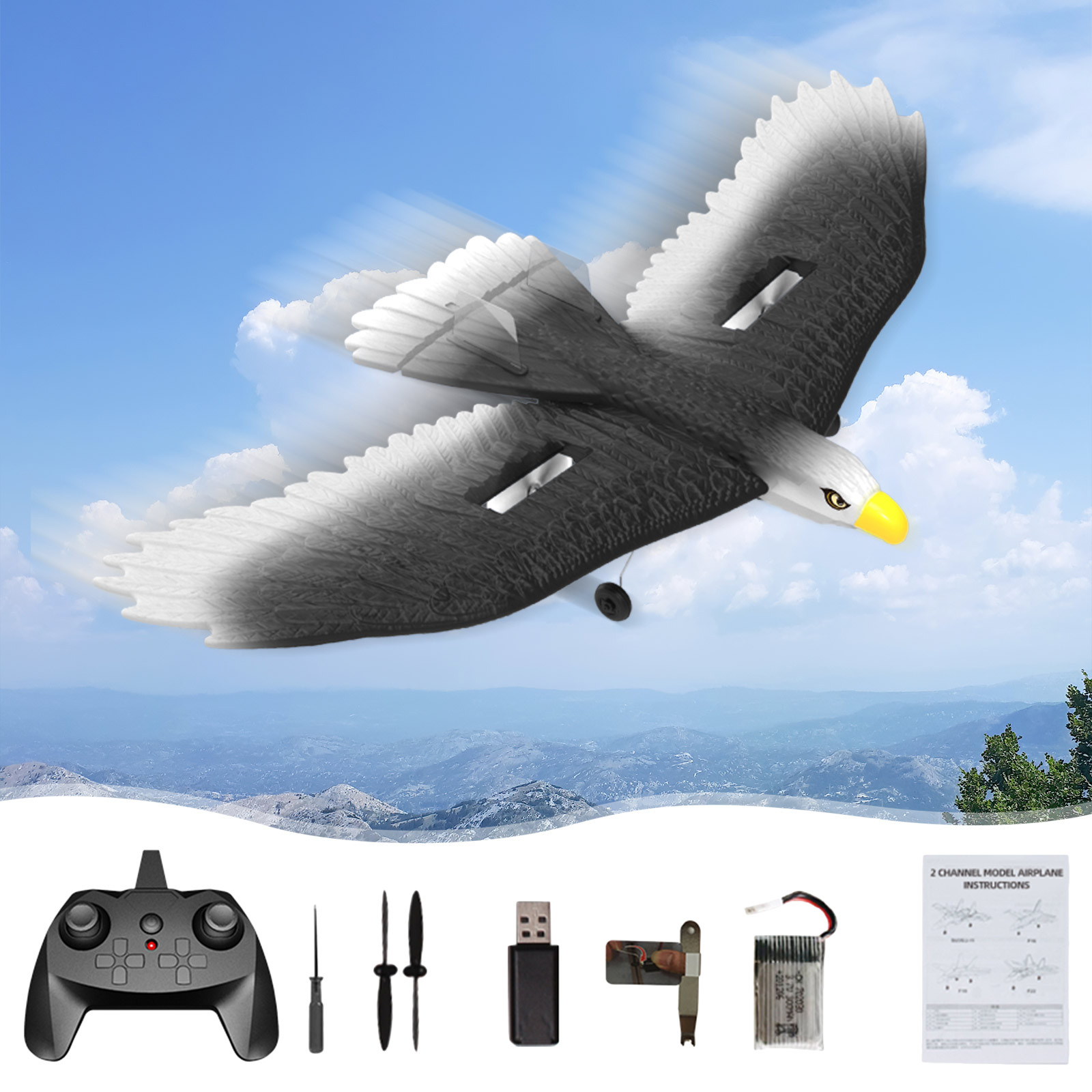 Remote Control Airplane 2 Channel Rc Airplane 2.4Ghz Rc Aircraft with 6