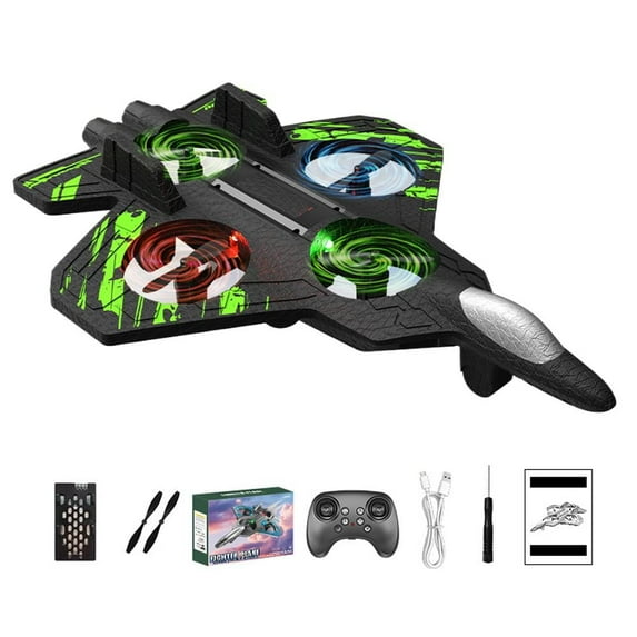 Remote Control Airplane with 4 Motors – 360° Flip, Dual Speed Modes, LED Lights, Modular Battery, RC Plane Toy for Age 6+