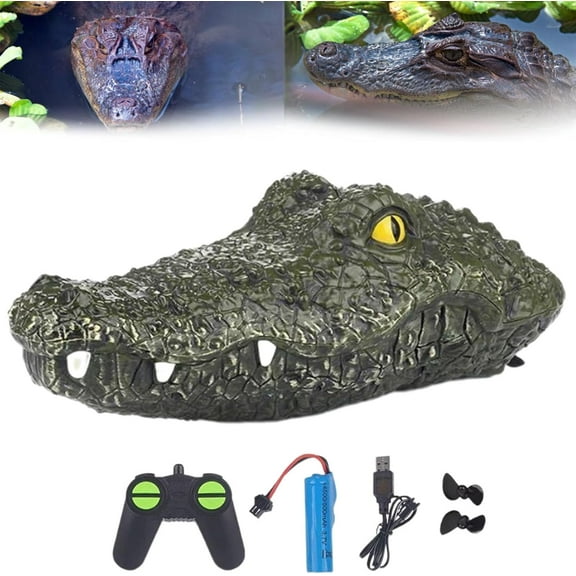 Remote Control Alligator Head for Water - Simulation Remote Control Alligator Head, Realistic Floating Alligator Head, 2.4GHz Alligator Head Remote Control Boat, Alligator Pool Float (1set)