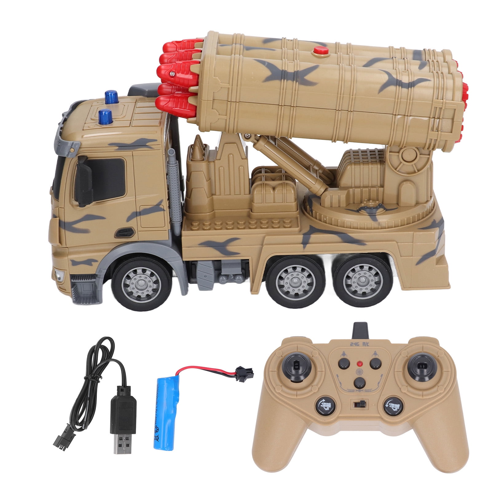 Remote Control Armored Toy Truck 6 Cartridges Light Sound High