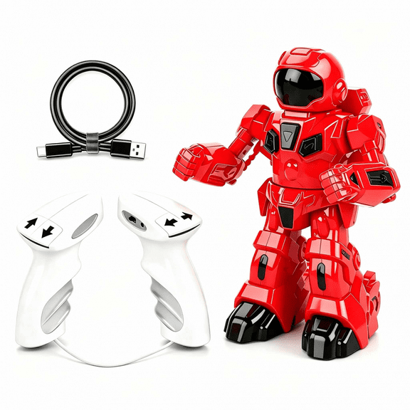 Remote Control Battle Robot, Electric Fighting Robot with Adjustable Sound & Light for Boys Kids Gifts-Red