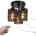 Remote Control Black Ceiling Lamp Close to Ceiling Lights Fixtures for