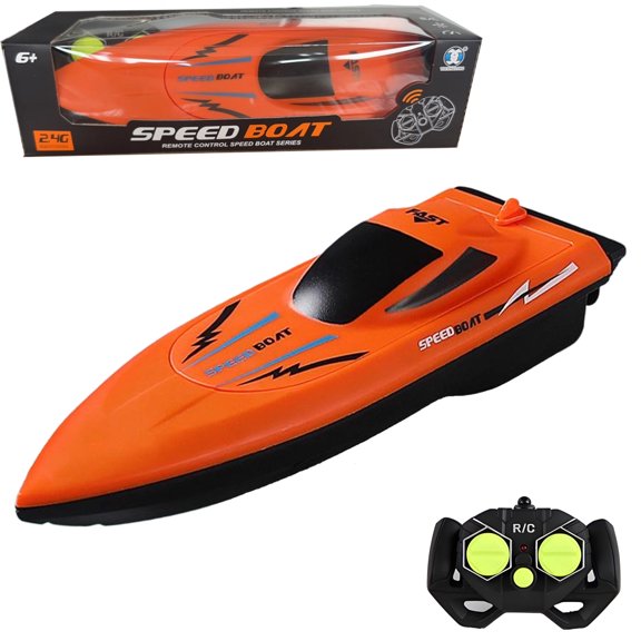 Remote Control Boat, 2.4G Dual Motor RC Speedboat for Pools and Lakes, Waterproof Outdoor Water Toy for Boys and Girls Age 6+, Orange