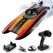 Remote Control Boat, 30MPH High Speed Waterproof RC Boat with 2.4GHz Remote, Automatic flip, Low Battery &Out-of-Range Alarm, 2 Batteries for Pool & Lake Racing