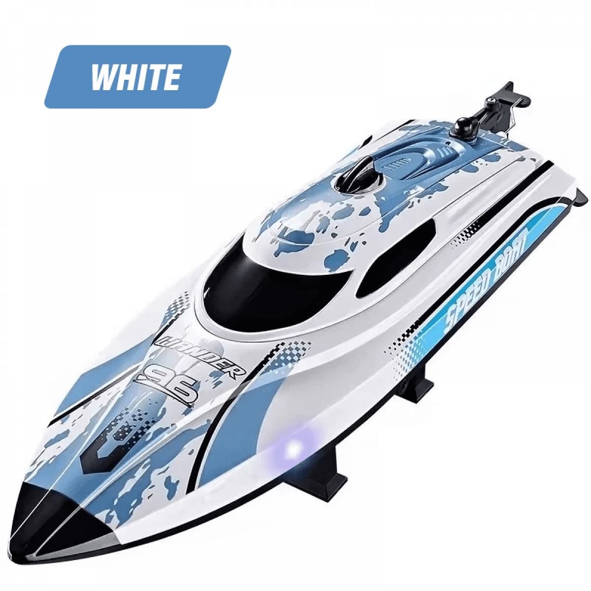 Remote Control Boat for Kids 12in RC Boat with High Speed & Lights, Waterproof Toy Boats for Lakes and Pools-White