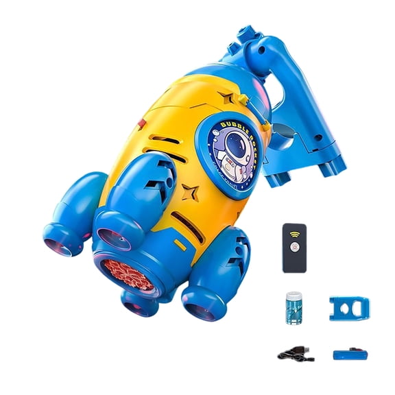 Remote Control Bubble Machine for Kids, Handlebar Mount Bubble Blower with LED Lights, Outdoor Ride-On Bubble Toy for Bicycles, Strollers & Wagons, Automatic Bubble Maker for Birthday Parties