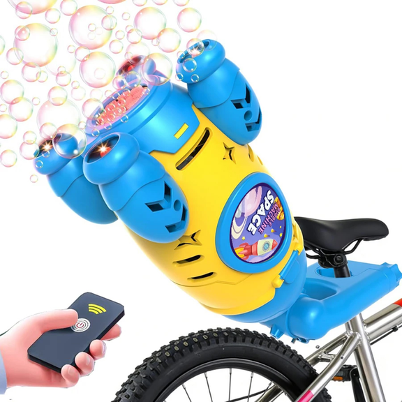 Remote Control Bubbles Machine for Motorcycle Bike Luggage Carrier Accessory with Lights and 10000+ Automatic Bubbles Toy for Kids-Yellow