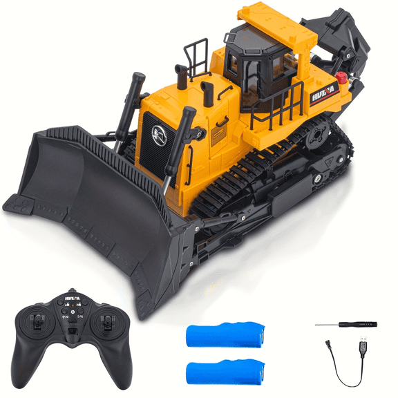 Remote Control Bulldozer RC 1/16 Full Functional Construction Vehicle, 2.4Ghz 11 Channel Dozer Front Loader Toy for Kids, Outdoor Sand Climbing Toy, Ideal Holiday Gift