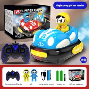 Remote Control Bumper Car Toy With One-Button Spray, Lights & Music - 2-Player Battle, Interactive Ejection, Multi-Person Game Toy - Includes 1 Toy Car, 1 Remote Control, 1 Data