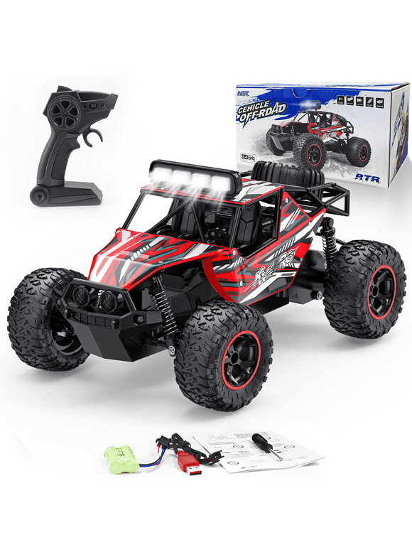 Remote Control Car, 1:16 Scale High Speed RC Cars Toys, 2.4GHz RC Monster Trucks Offroad Hobby RC Truck Toys with Metal Shell LED Headlight and Rechargeable Battery Gift for Adults Boys Kids