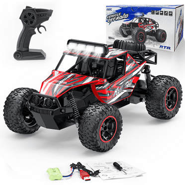 Remote Control Car, 1:16 Scale High Speed RC Cars Toys, 2.4GHz RC Monster Trucks Offroad Hobby RC Truck Toys with Metal Shell LED Headlight and Rechargeable Battery Gift for Adults Boys Kids