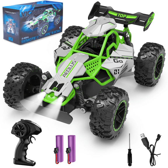 UUGEE Remote Control Car, 2.4GHz High Speed RC Cars Toys, 15MPH RC Truck Off Road with LED Headlight for Boys Christmas Birthday Gifts for Kids,Green