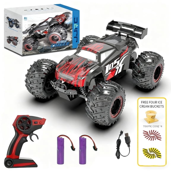 All-Terrain RC Truck 4X4 Off-Road Remote Control Car - 45° Slope Climbing, High Speed Waterproof Monster Truck, Rugged Rock Crawler with LED Lights