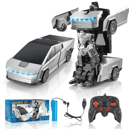 Remote Control Car, 1:18 Scale Transforming Robot Car with One-Button Deformation, 2.4GHz RC Cyber Truck Toy, 360° Rotation Stunt, Gift Ages 4-12