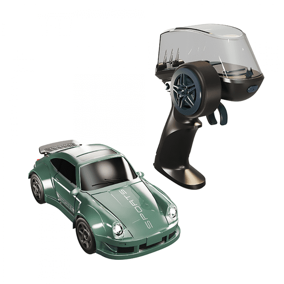 Remote Control Car 1:64 RC Drift Car with Lights, 2.4GHz High Speed Racing Vehicle for Desktop Racing-Green