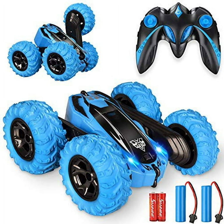 Remote Control Car 2.4GHz Electric Race Stunt Car Double Sided 360 Rolling Rotating Rotation LED Headlights RC 4WD High Speed Off Road for 3 4 5 6 7