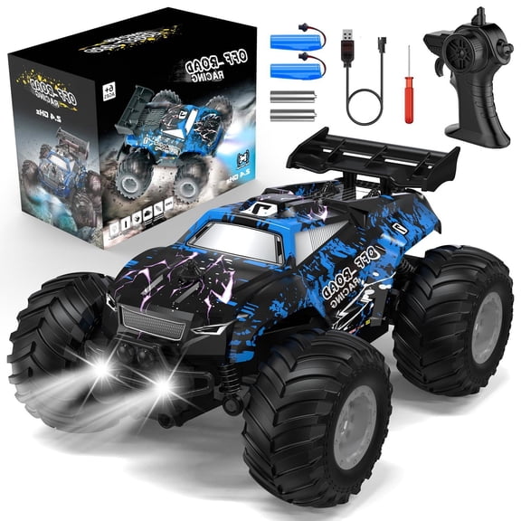 Yeahill Remote Control Car, All-Terrain Remote Control Truck for Boys, Rechargeable Rc Truck with LED, 1:20, 10KM/H, 2 Motors, 2.4GHZ, Speed Friendly, Sturdy, Rc Cars for Christmas, Kids, Beginner