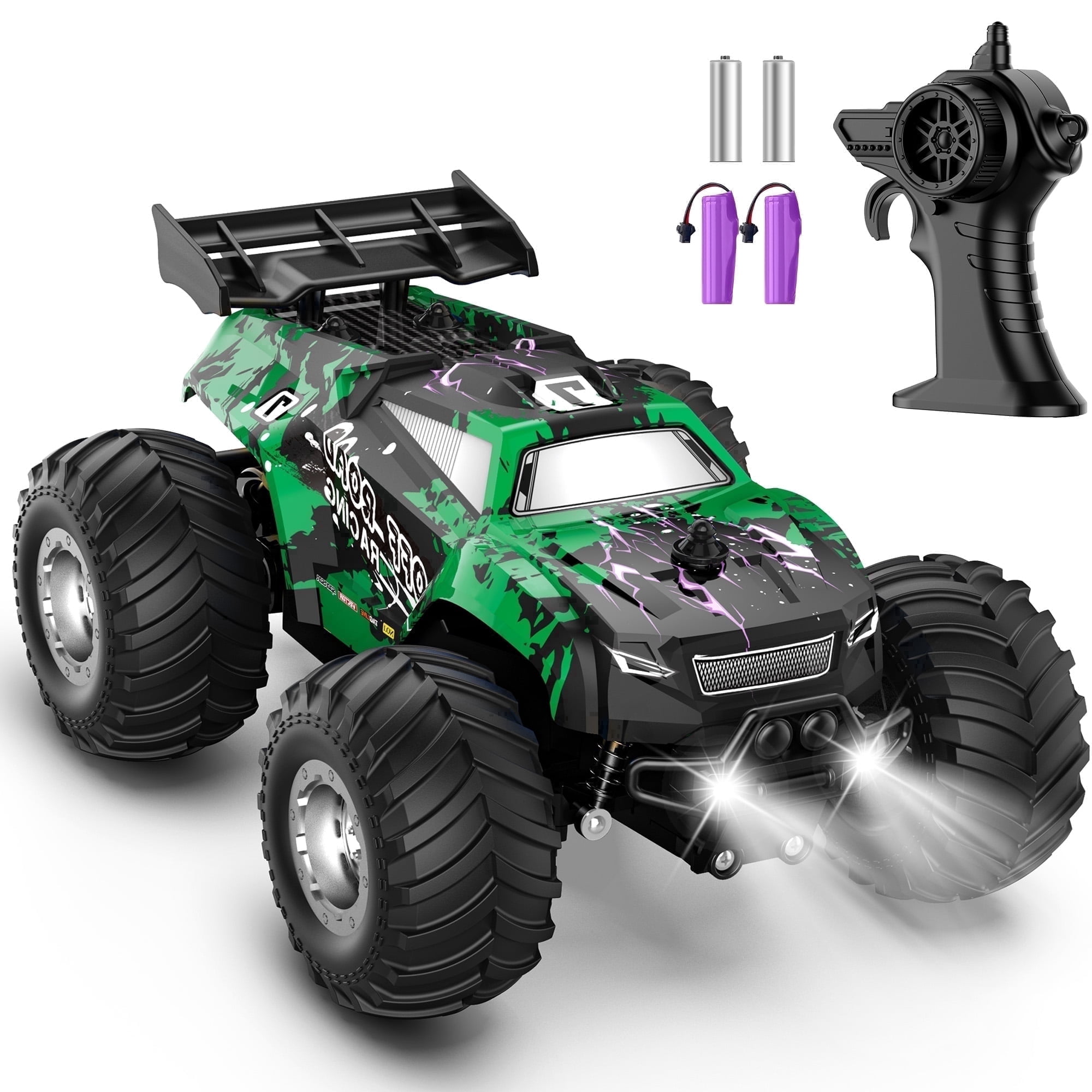Remote Control Car, All-terrain Rechargeable Rc Truck with LED, Remote Control Car for Boys 4-7,  1:20 Truck, 10KM/H, 2 Motors, 2.4GHZ, Speed Friendly, Sturdy, Rc Car for Christmas, Kids 6+, Beginner
