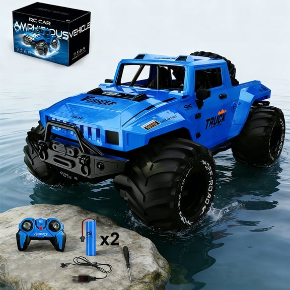 Remote Control Car, Amphibious RC Cars 1:16 Waterproof Remote Control Monster Truck Toys for Boys, Off-Road Stunt RC Vehicle 360° Rotation with LED Light for Adults Kids