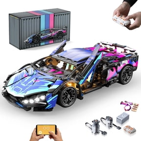 Remote Control Car Building Block Set, 1:14 Scale Technical Supercar Model with LED Lights, STEM Toy Gift for Adults and Teens
