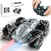 HDJ Remote Control Car,Double Sided 360  Rotating 4WD RC Cars, 2.4GHz Electric Race Stunt Toy Car Rechargeable Toy Cars for Boys Girls BirthdaySilver