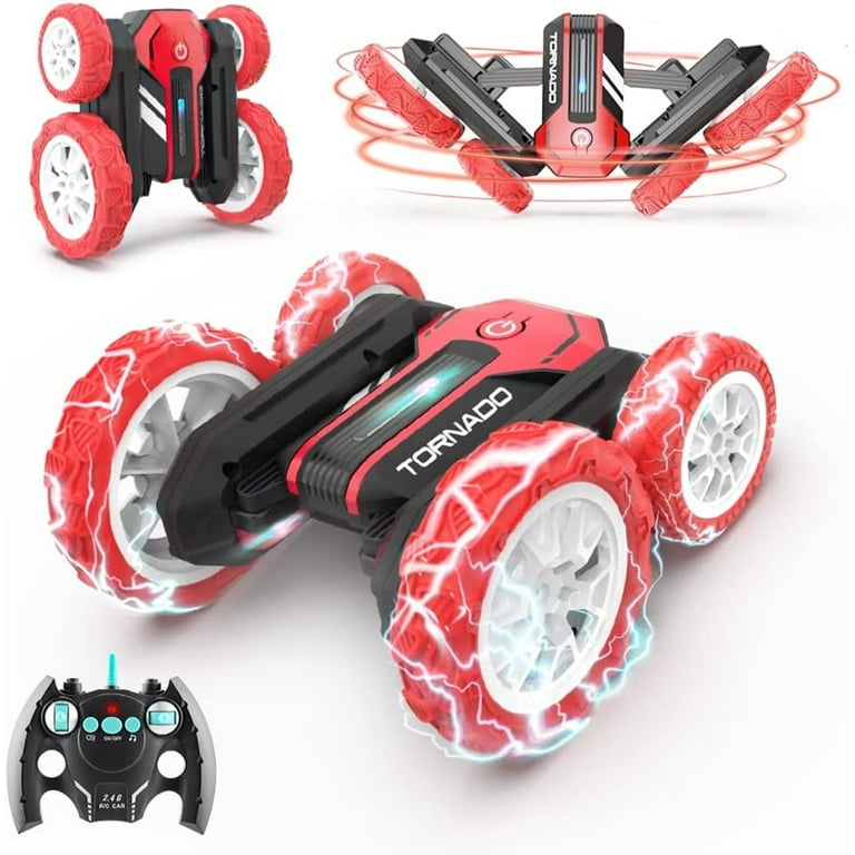 Double Sided RC Stunt Car 360 Flip Bright Lights All Terrain USB Charged Red Walmart