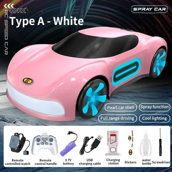 Remote Control Car Drift RC Stunt Car with Light Spray and Sound 2.4GHz Hobby RC Toy for Teens 360° Rotation Birthday Gift for Lovers 4-12 Watch Style B