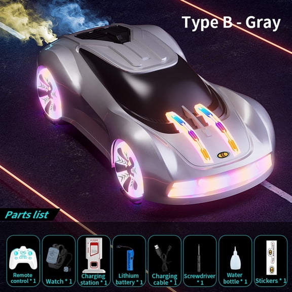Remote Control Car Drift RC Stunt Car with Light Spray and Sound 2.4GHz Hobby RC Toy for Teens 360° Rotation Birthday Gift for Lovers 4-12 Watch Style E