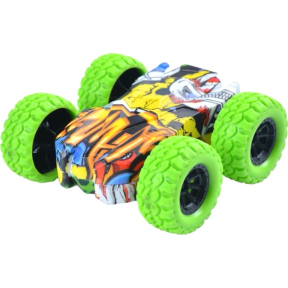 Remote Control Car, Flip Cars Toys, Stunt Car with LED Lights & 360° Flips, Truck 360° Rotating Stunt Push and Go Friction Cars Gifts - Green
