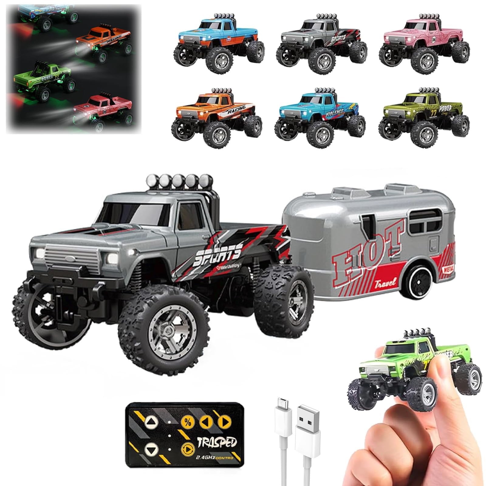 Remote Control Car with Fog Mist & Music, 164 Remote Control Truck for Boys, 2.4Ghz RC Car Toy