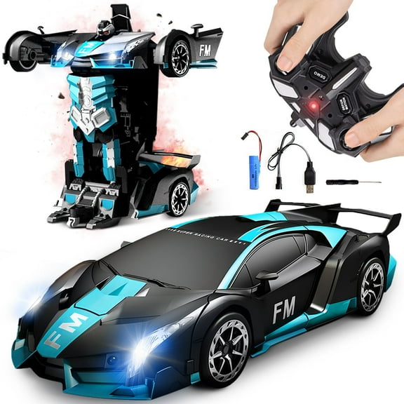 Remote Control Car, HDJ RC Cars One-Button Transforming, 360° Rotation Drifting, 1:18 Toy Gift for Kids,4-8 Years Old Boys/Girls(Blue)