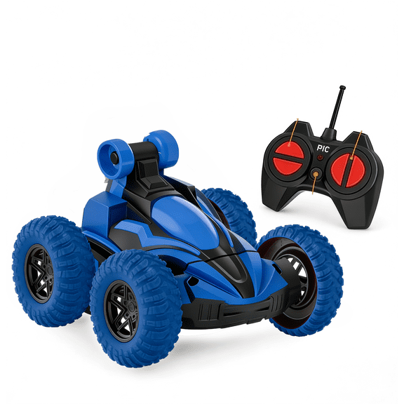 Remote Control Car for Kids with 360 Spins & LED Light Wheels, 2.4GHz RC Toy Car, All-Terrain Double-Sided Racing Car, Fun Gift for Boys & Girls Ages 3-8 (Blue)