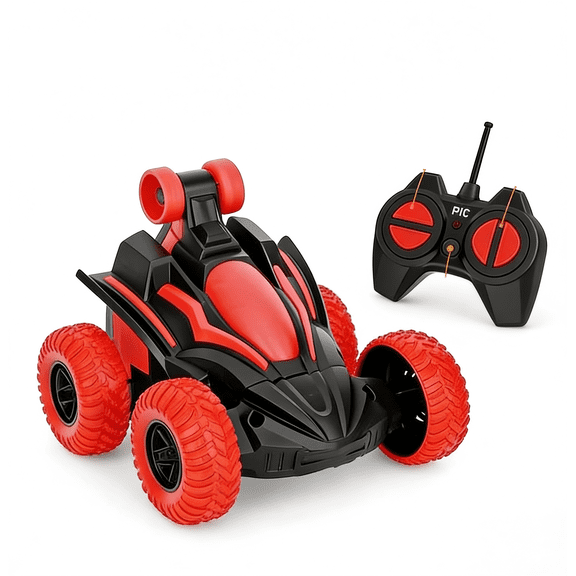 Remote Control Car for Kids with 360 Spins & LED Light Wheels, 2.4GHz RC Toy Car, All-Terrain Double-Sided Racing Car, Fun Gift for Boys & Girls Ages 3-8 (Red)